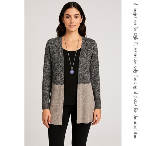 BELLDINI Black & Gray Sequined Knit Open Front Cardigan Sweater, S, NWT! - Picture 9 of 9